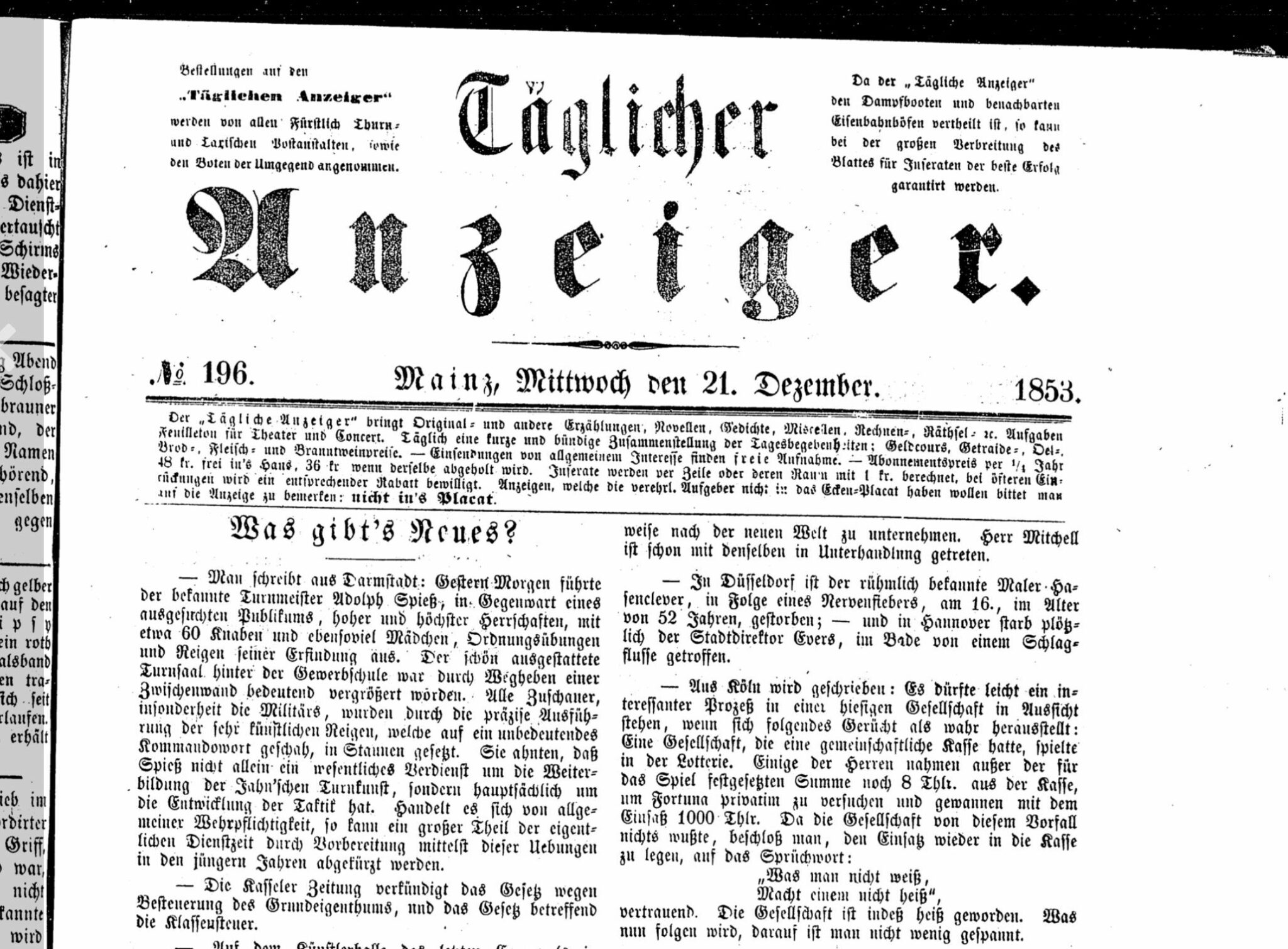 Stadtbibliothek digitalisiert historische Mainzer Zeitungen sensor